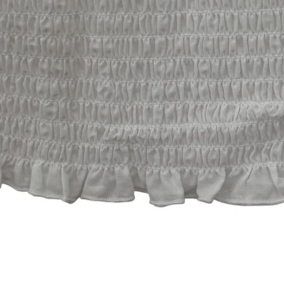 Love Tree White Eyelet Crop Top Smocked Square Neck Long Sleeve Coquette Large - Picture 5 of 13